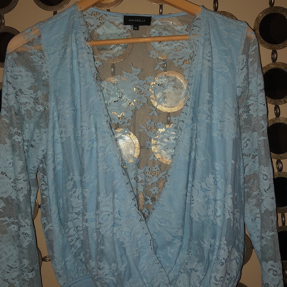 MAJORELLE BLUE LACE BODYSUIT